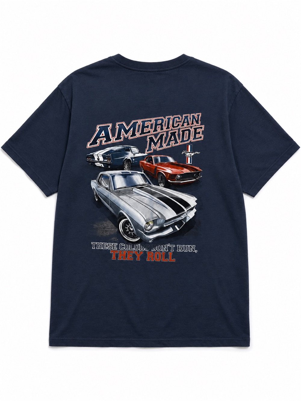 American Made Muscle  Car Graphic Tee - Navy